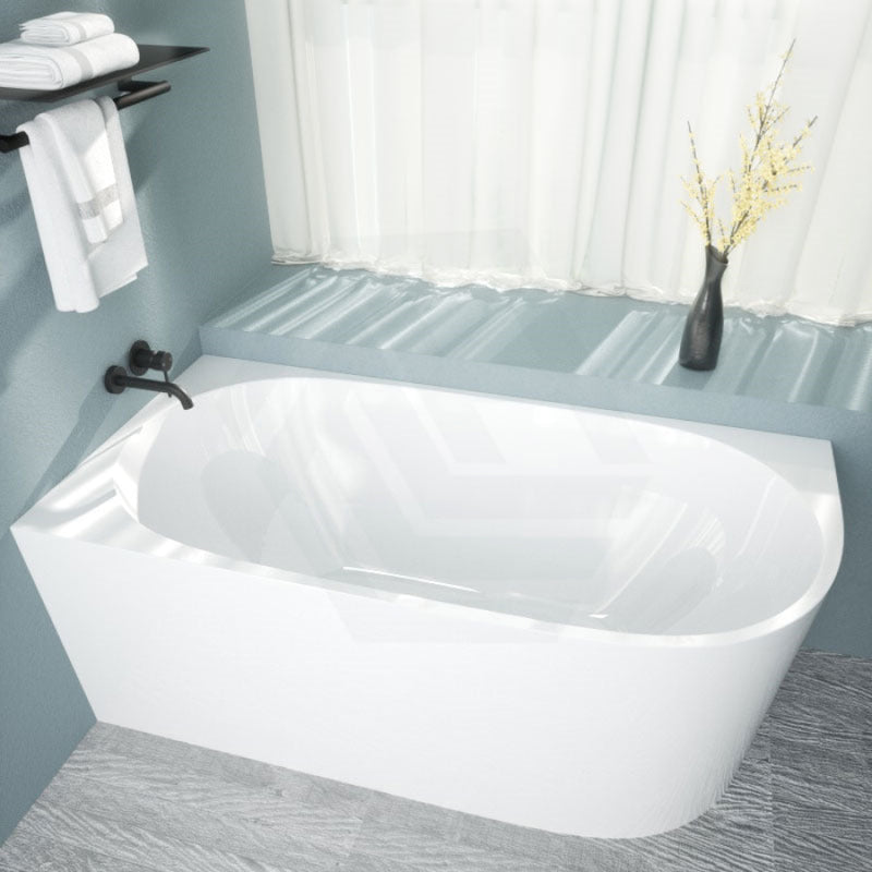 1485/1680Mm Nerida Bathtub Left Corner Back Acrylic Gloss White No Overflow