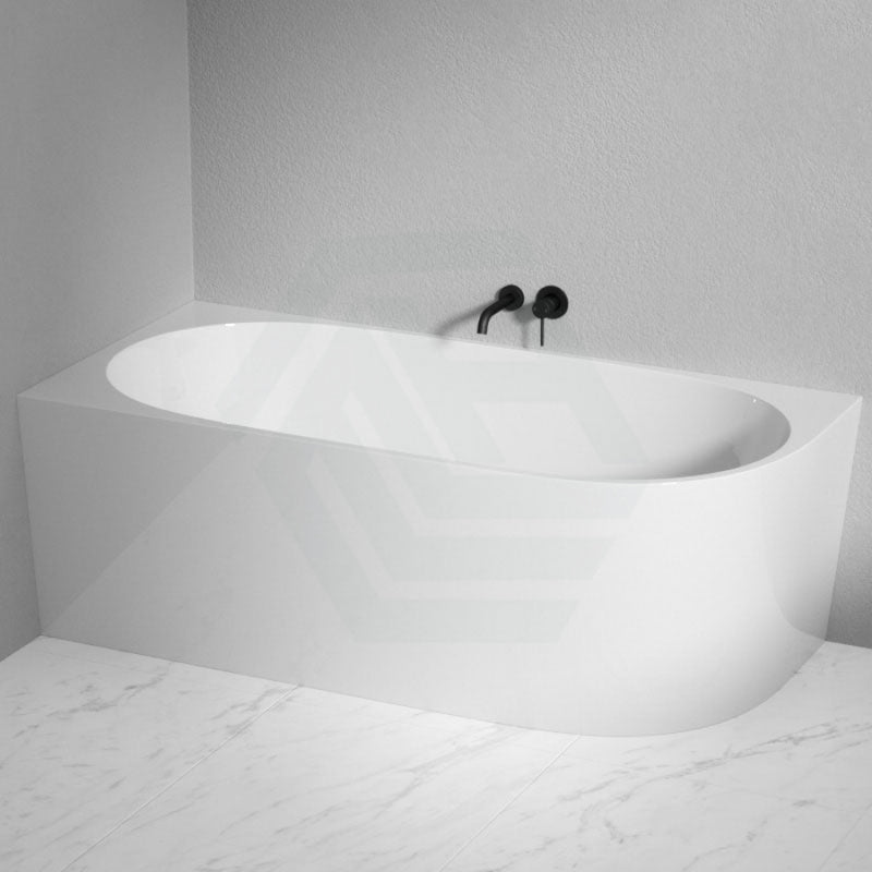 1485/1680Mm Nerida Bathtub Left Corner Back Acrylic Gloss White No Overflow