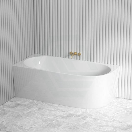 1300/1400/1485/1680mm Bathtub Left Corner Back Acrylic Gloss White No Overflow Bathtubs