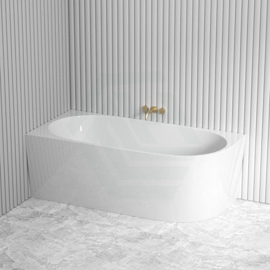 1300/1400/1485/1680Mm Nerida Bathtub Left Corner Back Acrylic Gloss White No Overflow Bathtubs