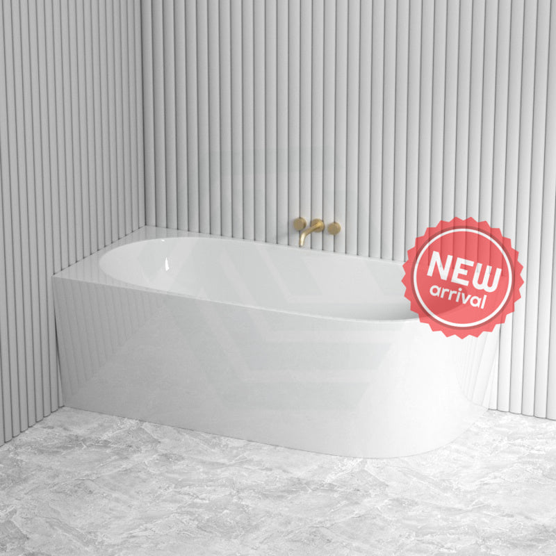 1300/1400/1485/1680Mm Nerida Bathtub Left Corner Back Acrylic Gloss White No Overflow Bathtubs