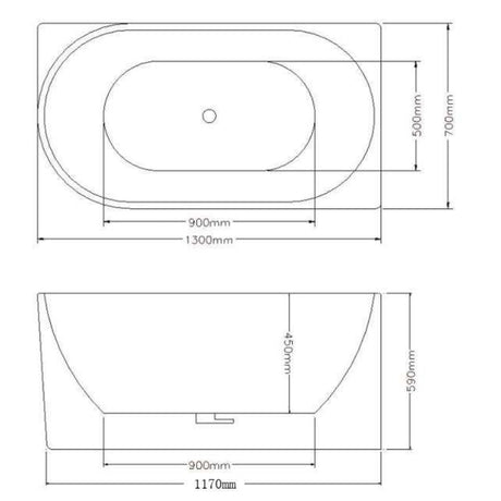 1300/1400/1485/1680Mm Nerida Bathtub Right Corner Acrylic Gloss White No Overflow 1300Mm Bathtubs