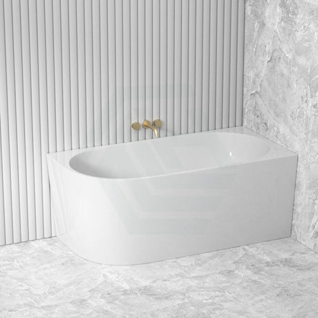 1300/1400/1485/1680Mm Nerida Bathtub Right Corner Acrylic Gloss White No Overflow Bathtubs