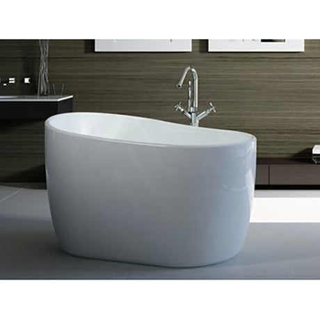 1300mm Japanese Soaker Round Bathtub Freestanding Lucite Acrylic Gloss White NO Overflow