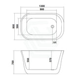 1300mm Japanese Soaker Square Bathtub Freestanding Lucite Acrylic Gloss White NO Overflow