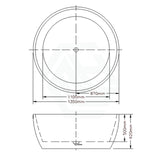 1350X1350X620Mm Ronda Freestanding Bathtub Gloss White Acrylic Round With Overflow