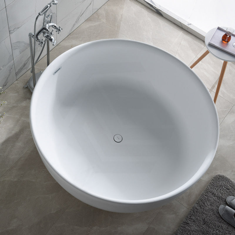 1350X1350X620Mm Ronda Freestanding Bathtub Gloss White Acrylic Round With Overflow