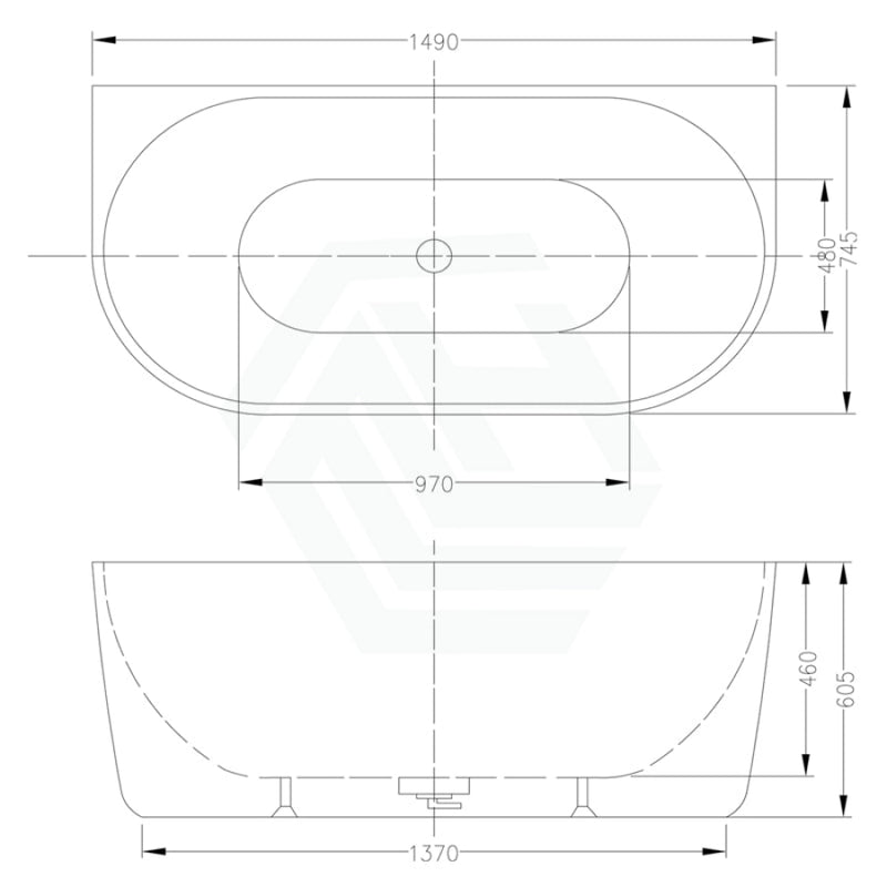 1400/1490/1600/1690Mm Hanabi Bathtub Back To Wall Gloss White No Overflow 1500Mm Bathtubs