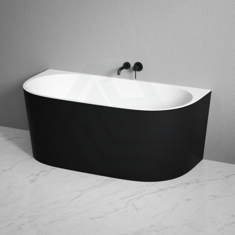 1400/1500/1700mm Elivia Matt Black White Back to Wall Bathtub