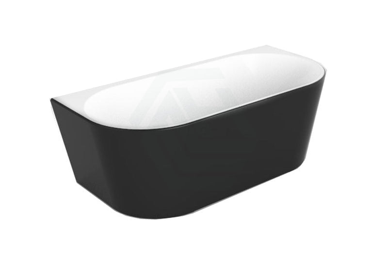 1400/1500/1700Mm Elivia Matt Black & White Back To Wall Freestanding Bathtub No Overflow