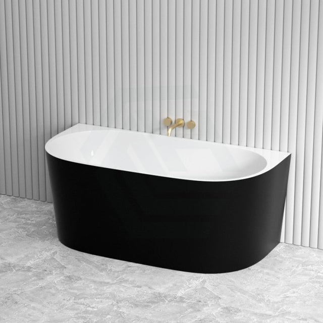 1400/1500/1700Mm Elivia Matt Black & White Back To Wall Bathtub No Overflow Bathtubs