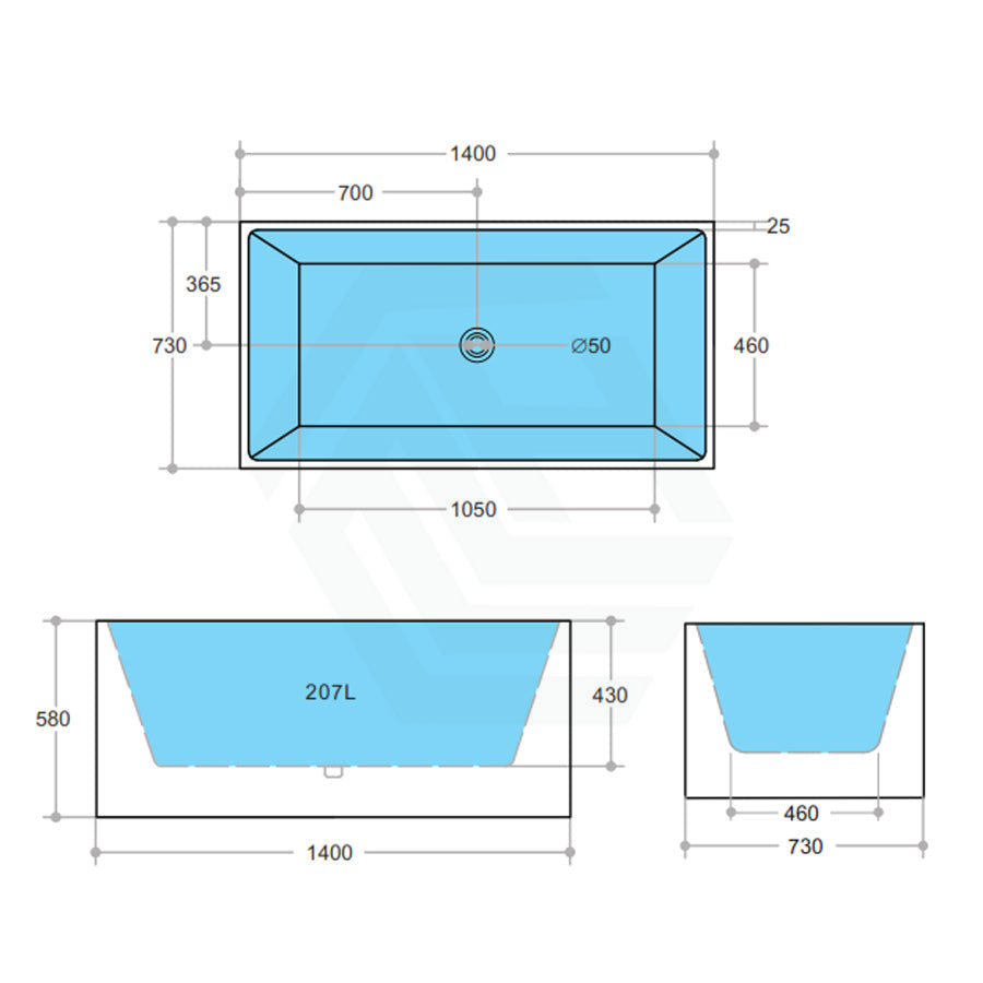 1400/1500/1700Mm Theo Bathtub Multi Fit Corner Back To Wall Freestanding Acrylic Matt White Bath