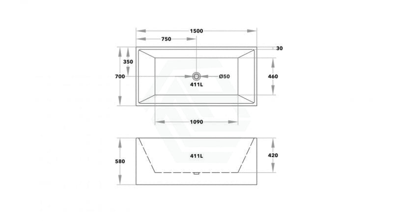 1500/1700Mm Theo Bathtub Multi Fit Corner Back To Wall Freestanding Acrylic Matt White Bath Tub No