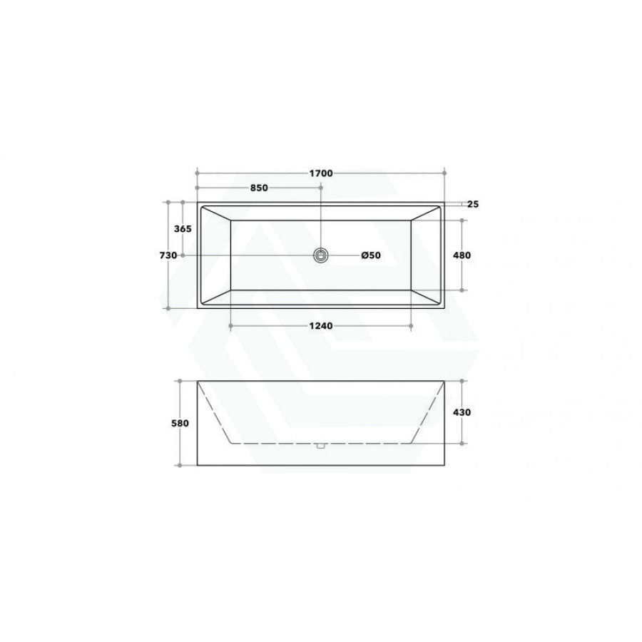 1500/1700Mm Theo Bathtub Multi Fit Corner Back To Wall Freestanding Acrylic Matt White Bath Tub No