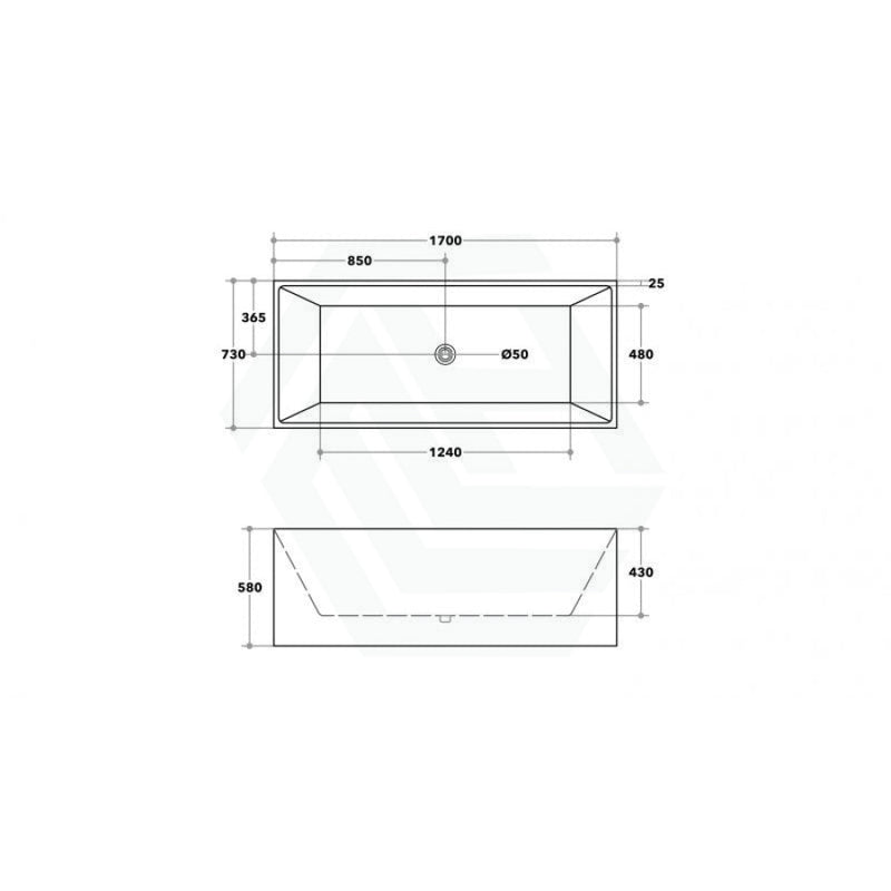 1500/1700Mm Theo Bathtub Multi Fit Corner Back To Wall Freestanding Acrylic Matt White Bath Tub No