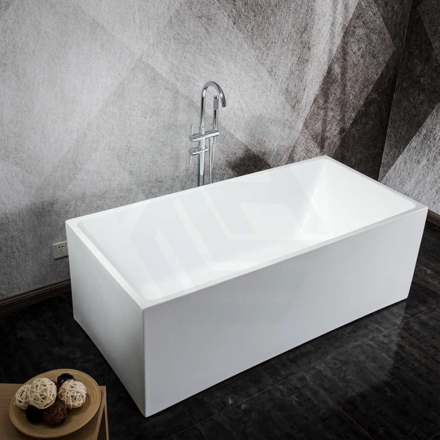 1500/1700Mm Theo Bathtub Multi Fit Corner Back To Wall Freestanding Acrylic Matt White Bath Tub No