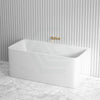 1400/1500Mm Amber Bathtub/Built-In Seat Tub - Back To Wall Square Gloss White Acrylic With Built-In