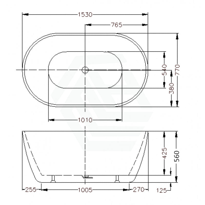 1400/1530/1690Mm Noah Oval Freestanding Bathtub Acrylic Matt White No Overflow 1530Mm Bathtubs