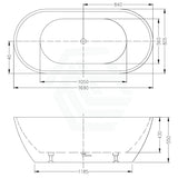 1400/1530/1690Mm Noah Oval Freestanding Bathtub Acrylic Matt White No Overflow 1690Mm Bathtubs