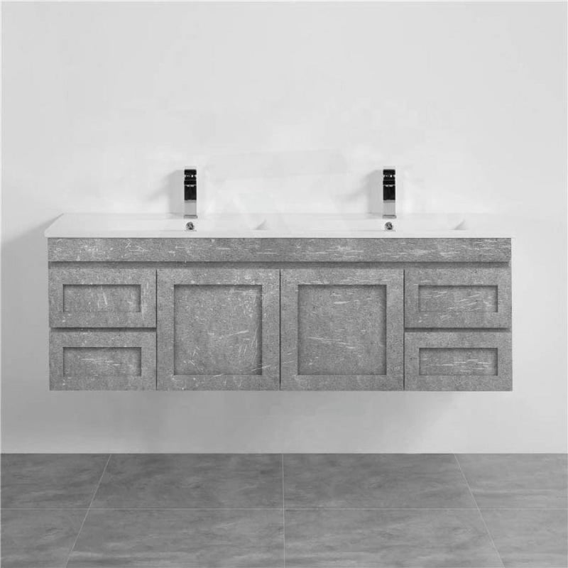 600-1500Mm Boston Plywood Wall Hung Bathroom Floating Vanity With Left / Right Drawers Concrete Grey