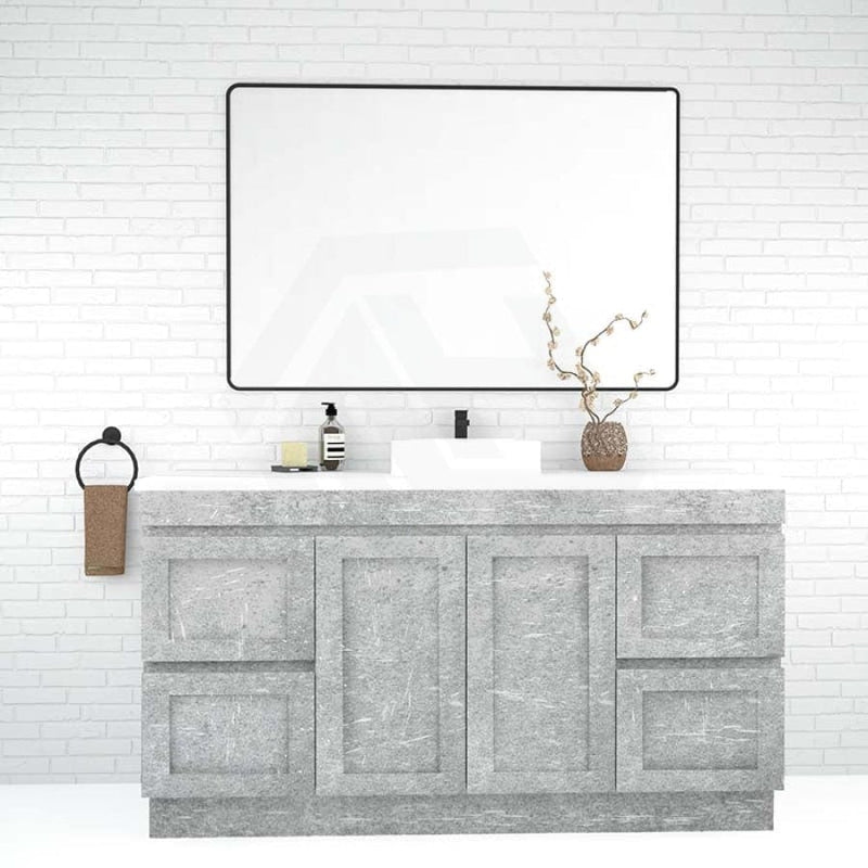 600-1500Mm Boston Plywood Freestanding Vanity Concrete Grey With Left/ Right Drawers Kickboard