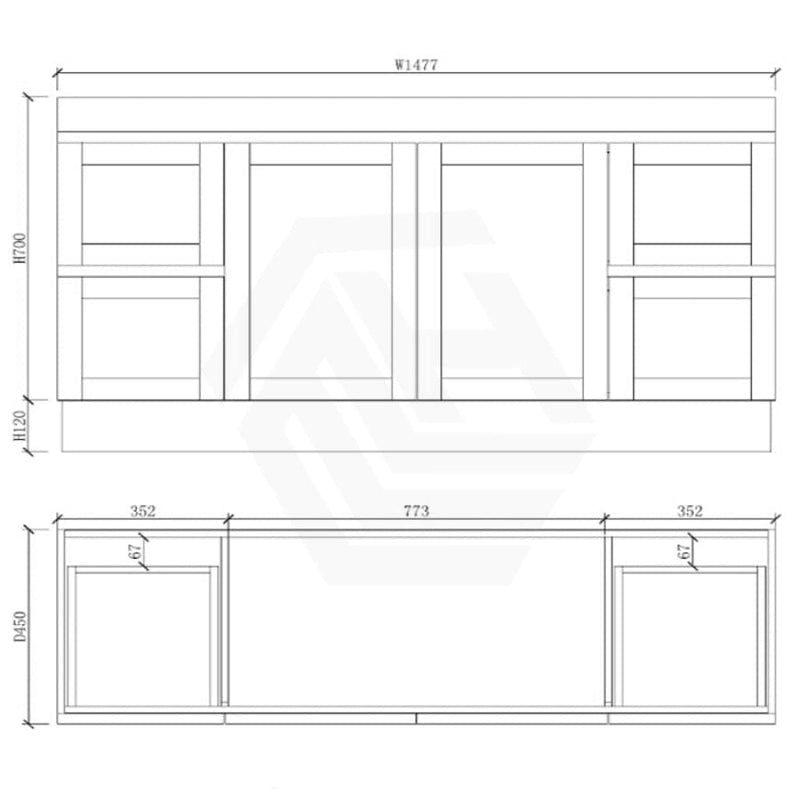 600-1500Mm Boston Plywood Freestanding Vanity Concrete Grey With Left/ Right Drawers Kickboard