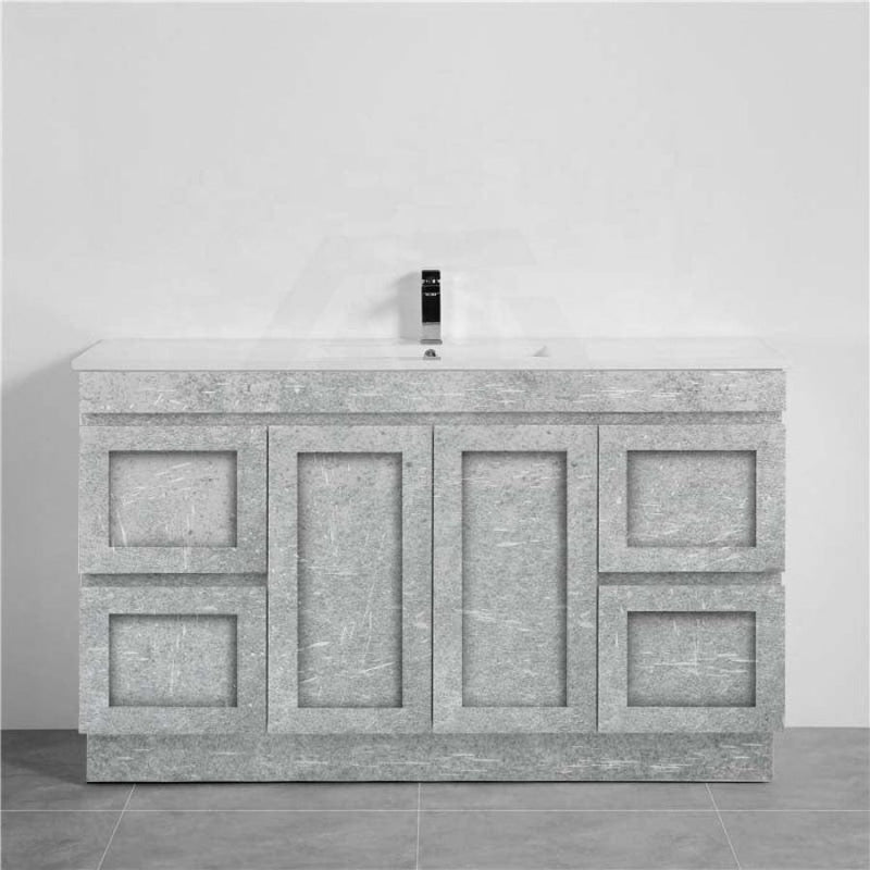 600-1500Mm Boston Plywood Freestanding Vanity Concrete Grey With Left/ Right Drawers Kickboard