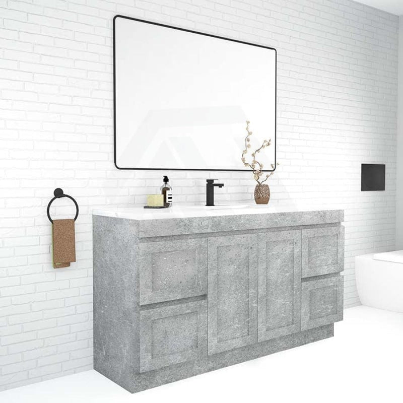 600-1500Mm Boston Plywood Freestanding Vanity Concrete Grey With Left/ Right Drawers Kickboard