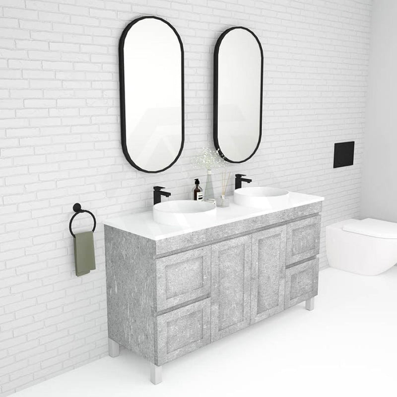 600-1500Mm Boston Plywood Freestanding With Legs Bathroom Vanity Concrete Grey Shaker Style Left /