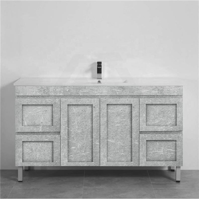 600-1500Mm Boston Plywood Freestanding With Legs Bathroom Vanity Concrete Grey Shaker Style Left /