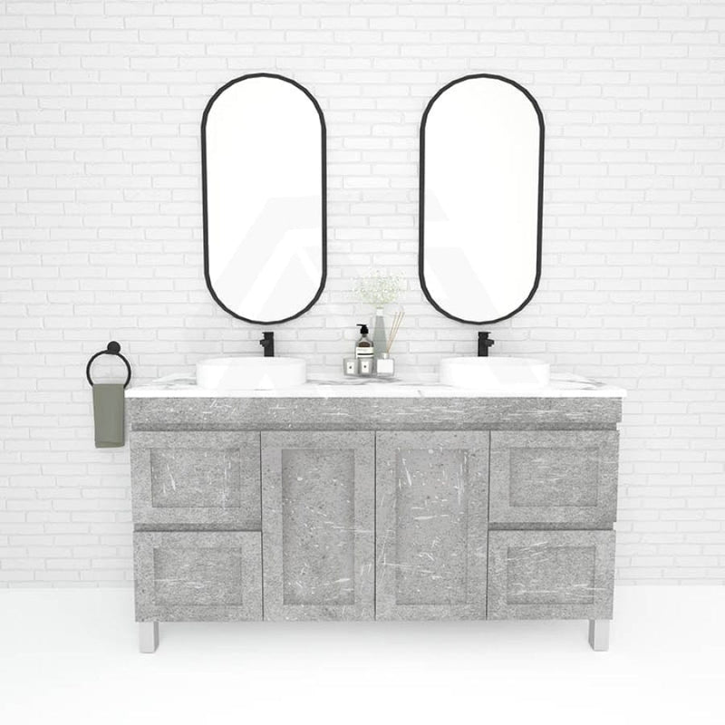 600-1500Mm Boston Plywood Freestanding With Legs Bathroom Vanity Concrete Grey Shaker Style Left /