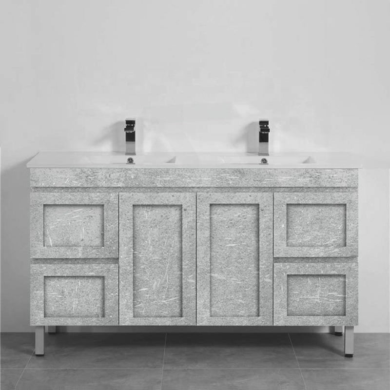 600-1500Mm Boston Plywood Freestanding With Legs Bathroom Vanity Concrete Grey Shaker Style Left /