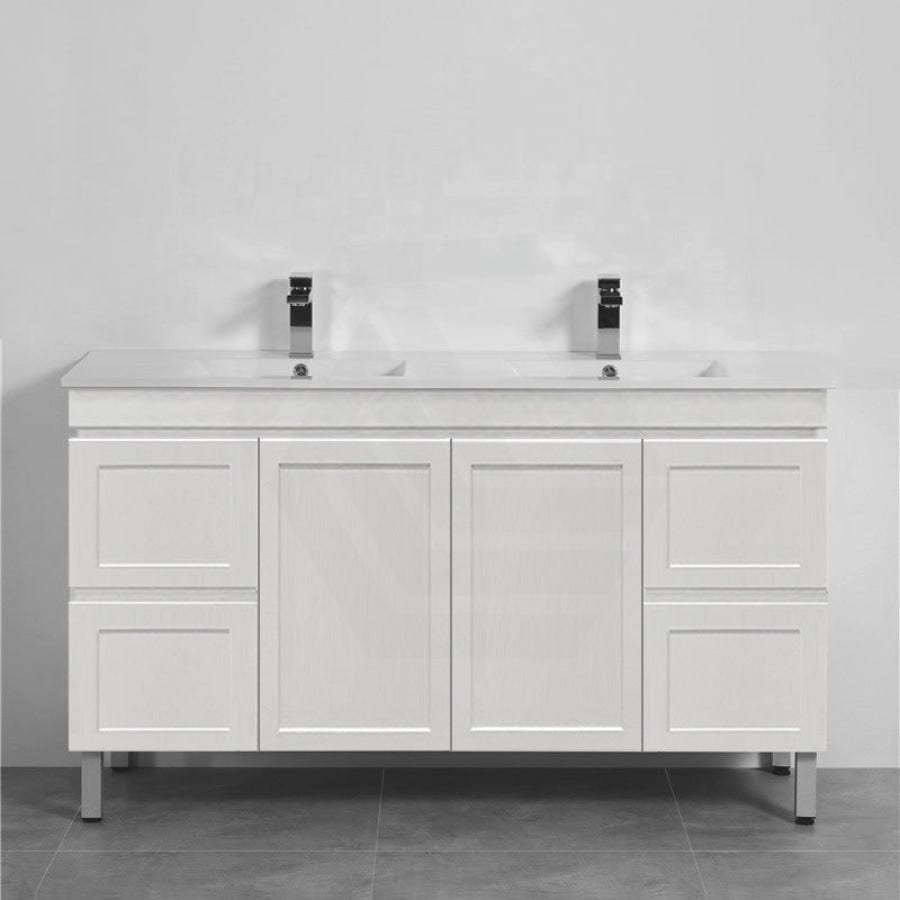 600-1500Mm Miami Freestanding With Legs Bathroom Vanity Matt White Shaker Hampton Style Left / Right