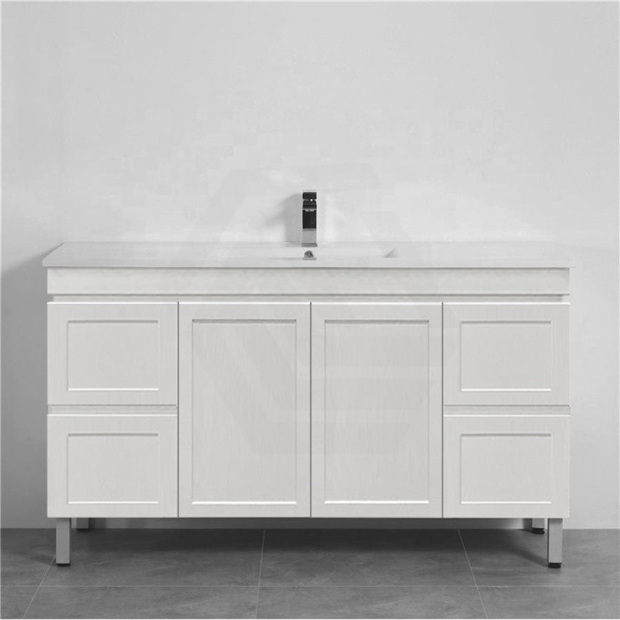 600-1500Mm Miami Freestanding With Legs Bathroom Vanity Matt White Shaker Hampton Style Left / Right