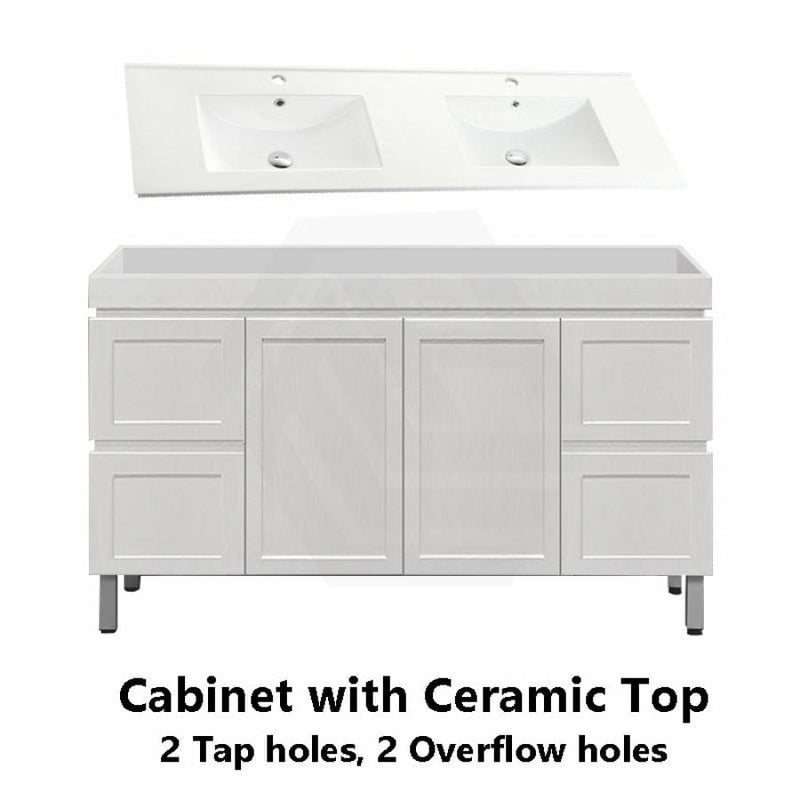 600-1500Mm Miami Freestanding With Legs Bathroom Vanity Matt White Shaker Hampton Style Left / Right