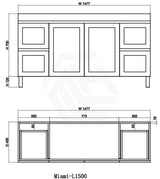 600-1500Mm Miami Freestanding With Legs Bathroom Vanity Matt White Shaker Hampton Style Left / Right