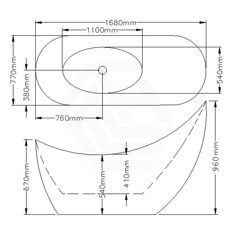 1490/1680/2000Mm Posh Freestanding Bathtub Gloss White Acrylic No Overflow 1680Mm