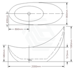 1490/1680/2000Mm Posh Freestanding Bathtub Gloss White Acrylic No Overflow 2000Mm