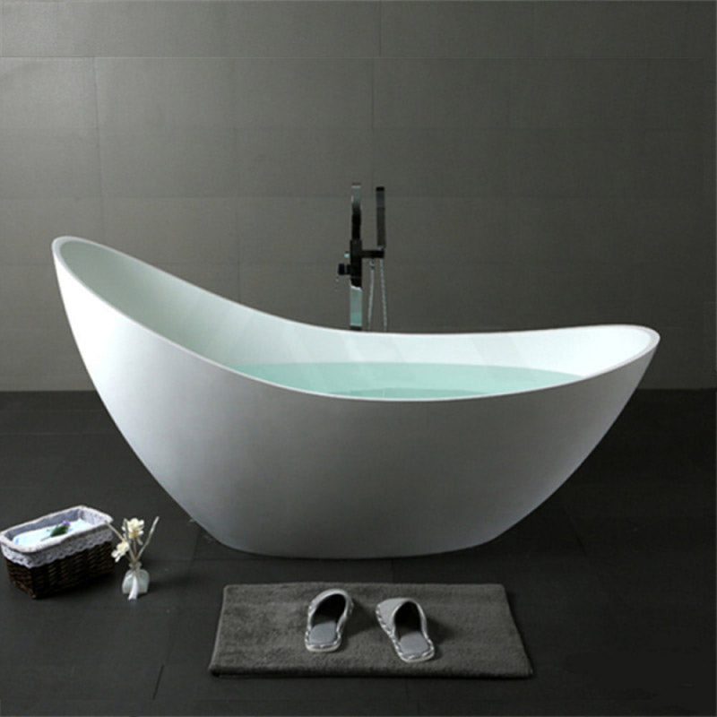 1490/1680Mm Posh Oval Matt White Freestanding Special Shape Bathtub Acrylic No Overflow