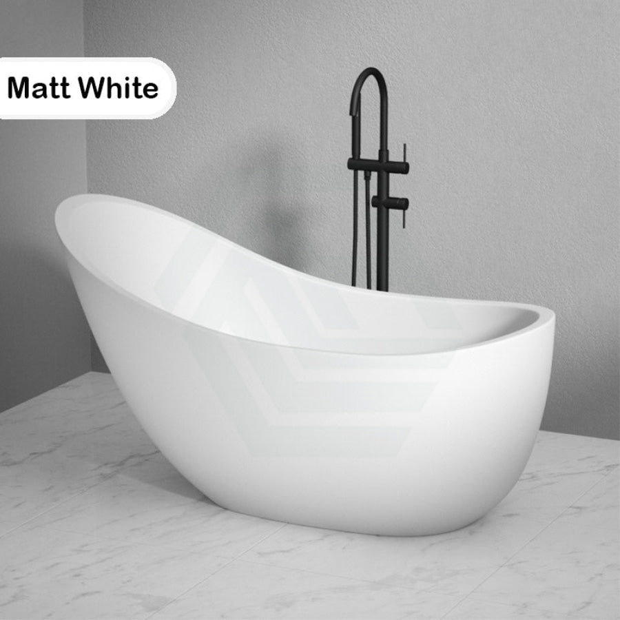 1490/1680Mm Posh Oval Matt White Freestanding Special Shape Bathtub Acrylic No Overflow