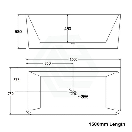 1500/1600/1700Mm Back To Wall Bathtub Acrylic Gloss White No Overflow 1575Mm Bathtubs