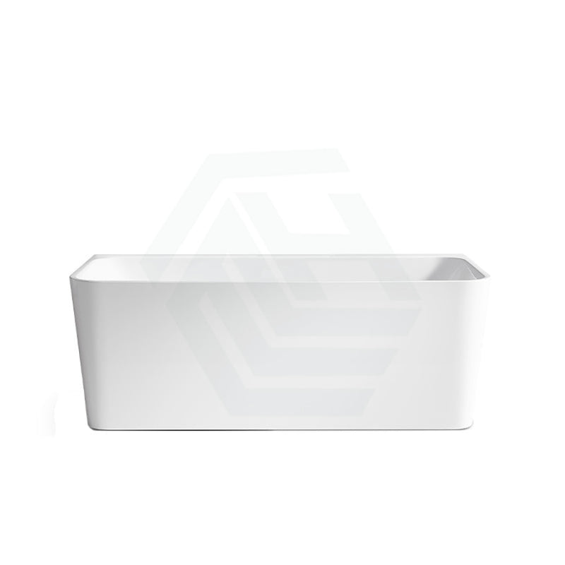 1500/1600/1700Mm Back To Wall Bathtub Freestanding Acrylic Gloss White No Overflow