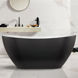 1500/1660Mm Evie Gloss Black & White Oval Freestanding Bathtub Acrylic No Overflow