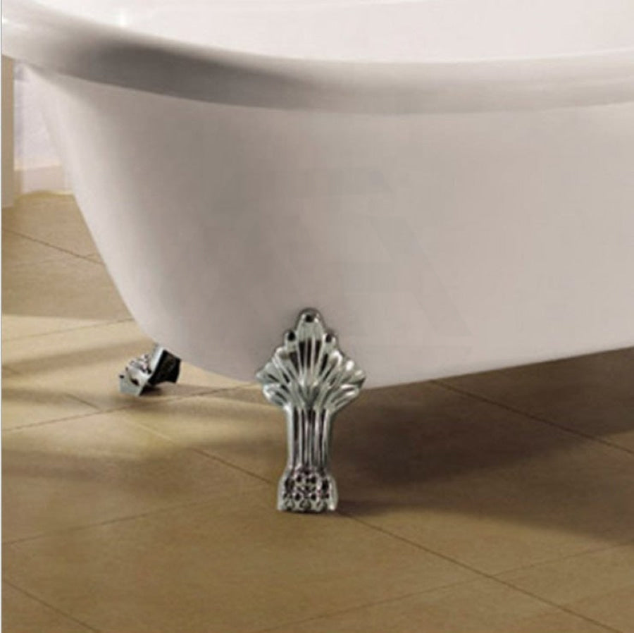 1500/1680Mm Espada White Exterior Chrome Clawfoot Feet Bathtub Freestanding Interior No Overflow