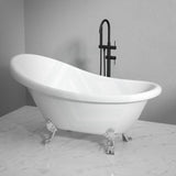 1500/1680mm White Exterior Chrome Clawfoot Feet Bathtub Freestanding