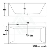 1500/1700Mm Bathtub Multi Fit Corner Back To Wall Freestanding Acrylic Gloss Black & White No