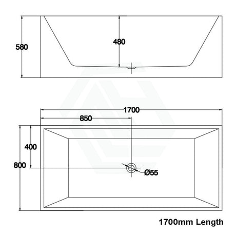 1500/1700Mm Bathtub Multi Fit Corner Back To Wall Freestanding Acrylic Gloss Black & White No