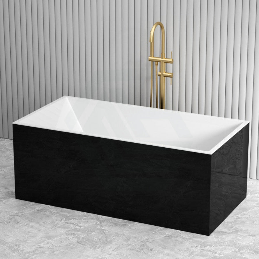 1500/1700Mm Bathtub Multi Fit Corner Back To Wall Freestanding Square Acrylic Gloss Black & White