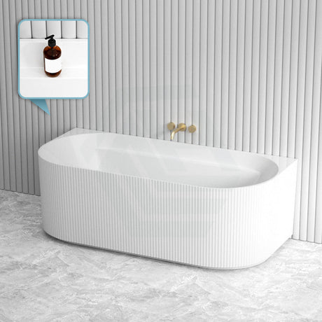 1500/1700Mm Cee Jay Waverly Fluted Back To Wall Bathtub Gloss White No Overflow Bathtubs