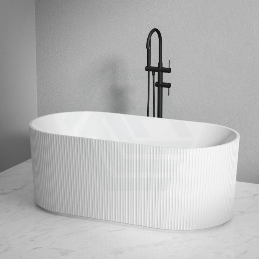 1500/1700Mm Ceto Ally Groove Oval Bathtub Freestanding Acrylic Gloss White No Overflow Bathtubs